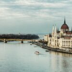 Scenic view of the Hungarian Parliament Building and Danube River in Budapest.